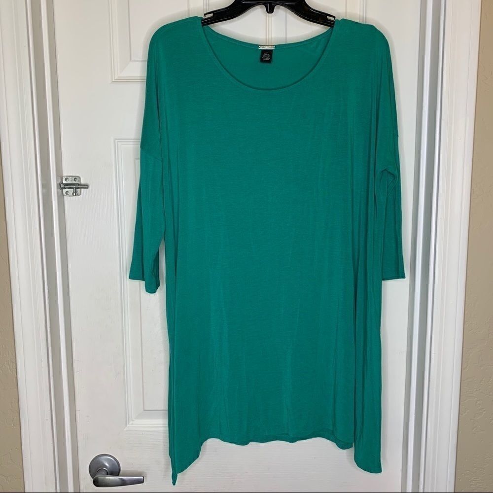 Black Label by Chico’s Aqua Green Top Side Slits